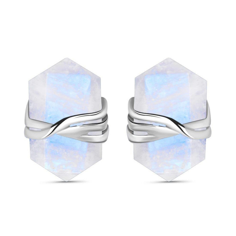 Rainbow Moonstone Pencil Point Studs - Djuna Studios