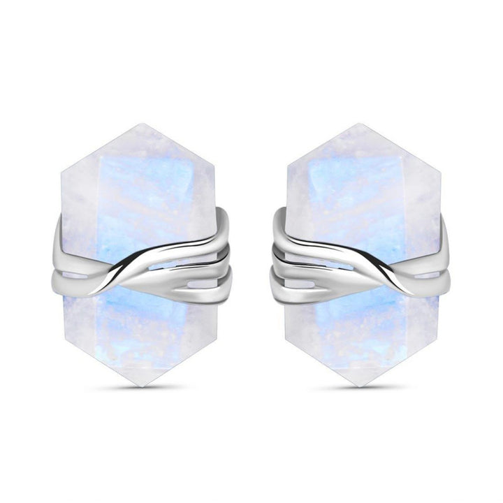 Rainbow Moonstone Pencil Point Studs - Djuna Studios