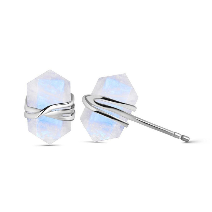 Rainbow Moonstone Pencil Point Studs - Djuna Studios