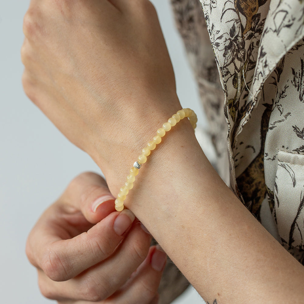Yellow Calcite Gemstone Bracelet 4mm - Djuna Studios