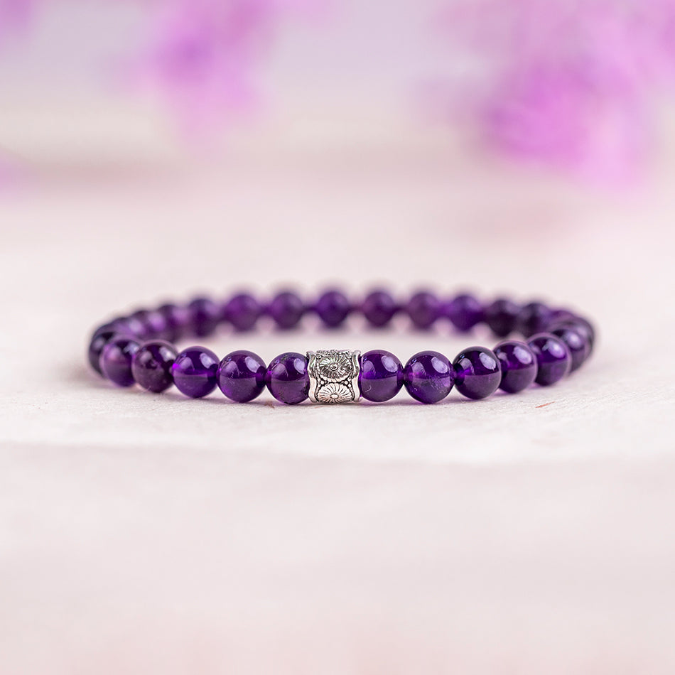 Amethyst Gemstone Bracelet 6mm - Djuna Studios