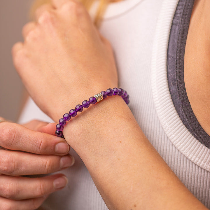 Amethyst Gemstone Bracelet 6mm - Djuna Studios