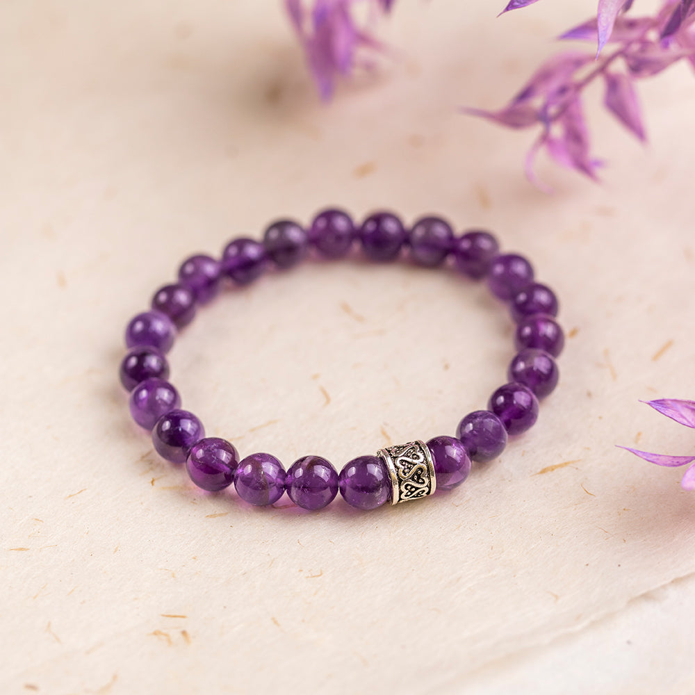 Amethyst Gemstone Bracelet 8mm - Djuna Studios