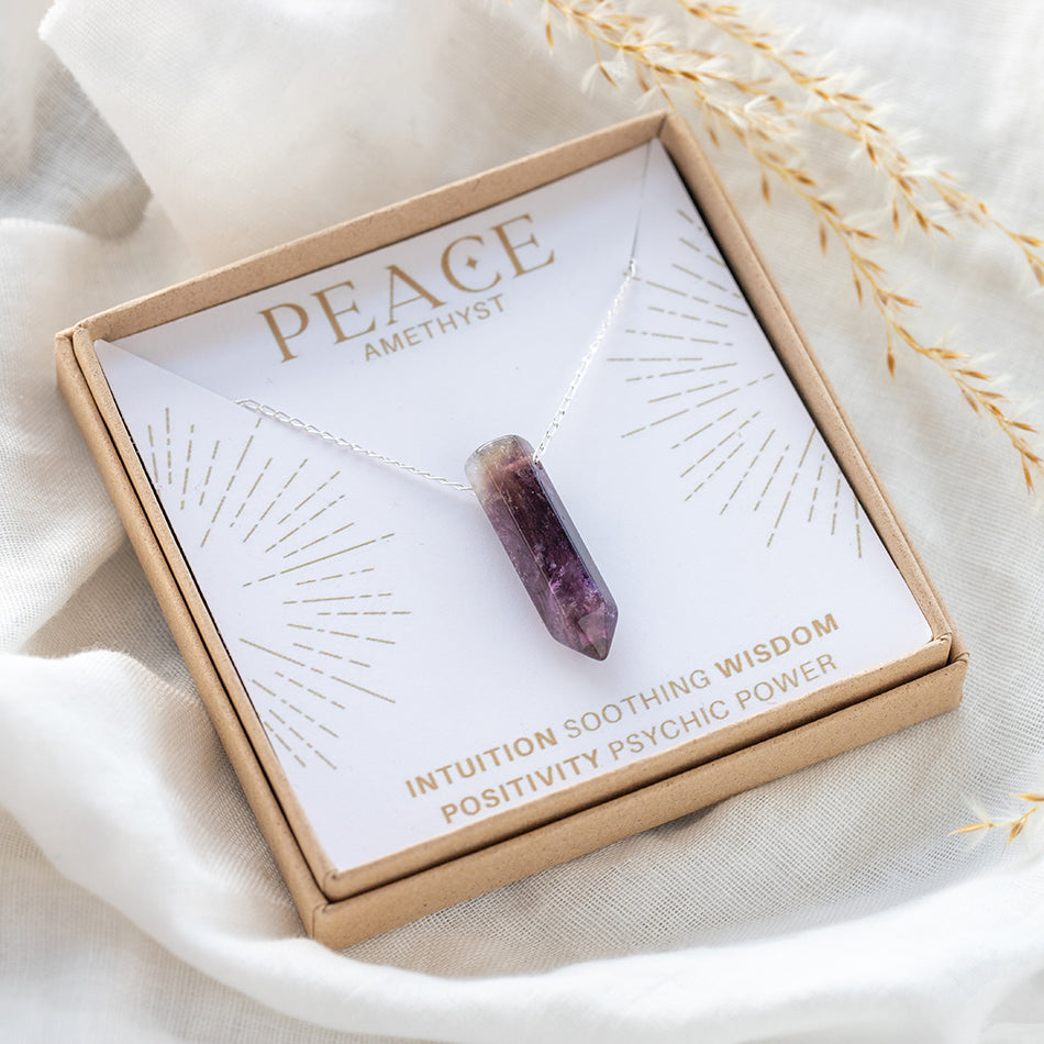Amethyst Point Crystal Necklace for Peace - Djuna Studios