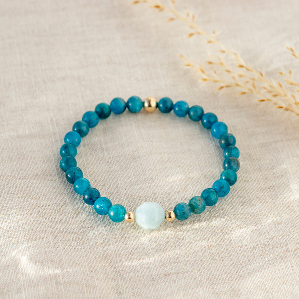 Tranquil Tides Blue Apatite and Aquamarine Bracelet 6mm - Djuna Studios