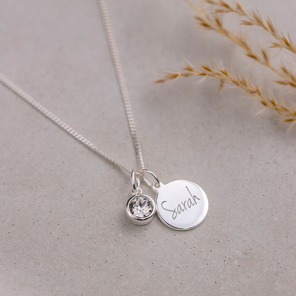 Personalised April Birthstone Necklace - Crystal - Djuna Studios