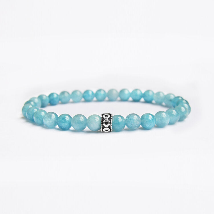 Men's Bracelets Aquamarine Gemstone Bracelet with Sterling