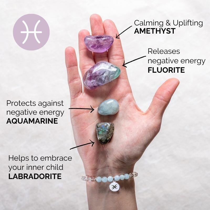 Pisces Zodiac Gift Set with Crystal Bracelet - Djuna Studios