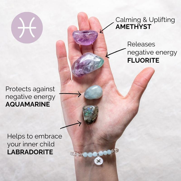 Pisces Zodiac Gift Set with Crystal Bracelet - Djuna Studios