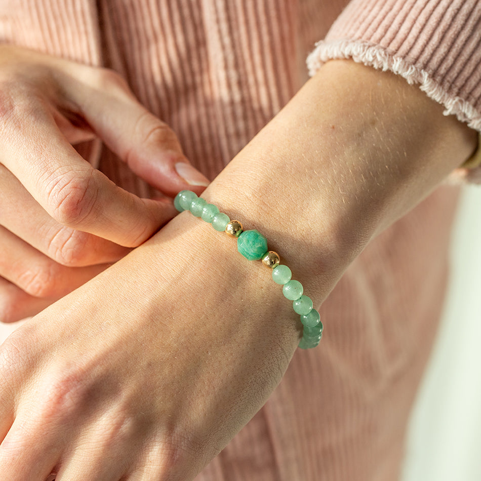 Divine Blessings Aventurine and Gold Gemstone Bracelet 6mm - Djuna Studios
