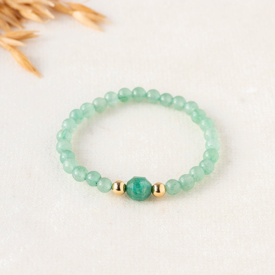Divine Blessings Aventurine and Gold Gemstone Bracelet 6mm - Djuna Studios