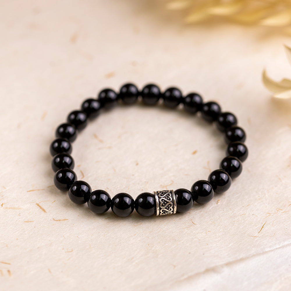 Black Agate Gemstone Bracelet 8mm - Djuna Studios
