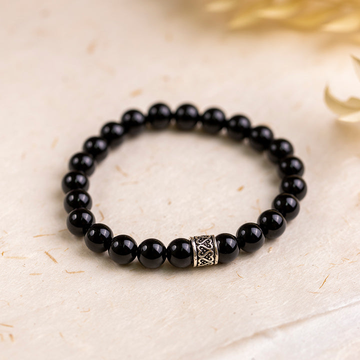 Black Agate Gemstone Bracelet 8mm - Djuna Studios