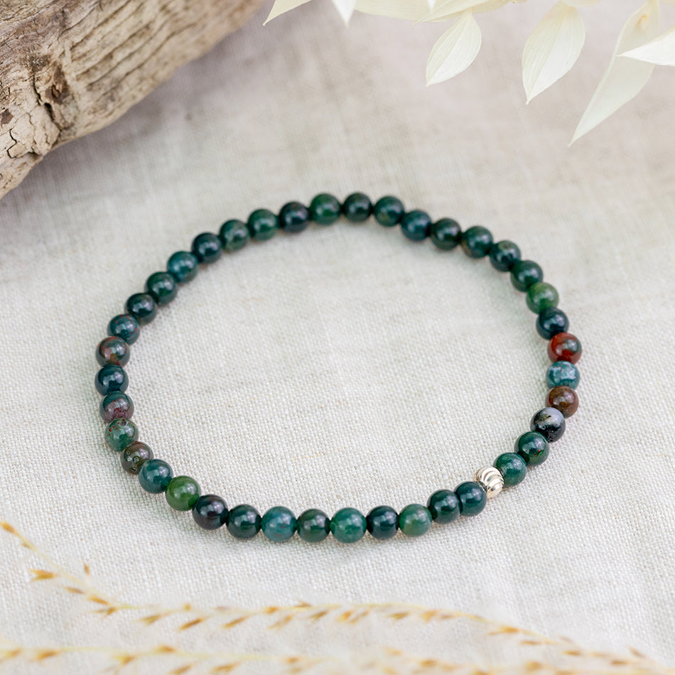 Bloodstone Gemstone Bracelet 4mm - Djuna Studios