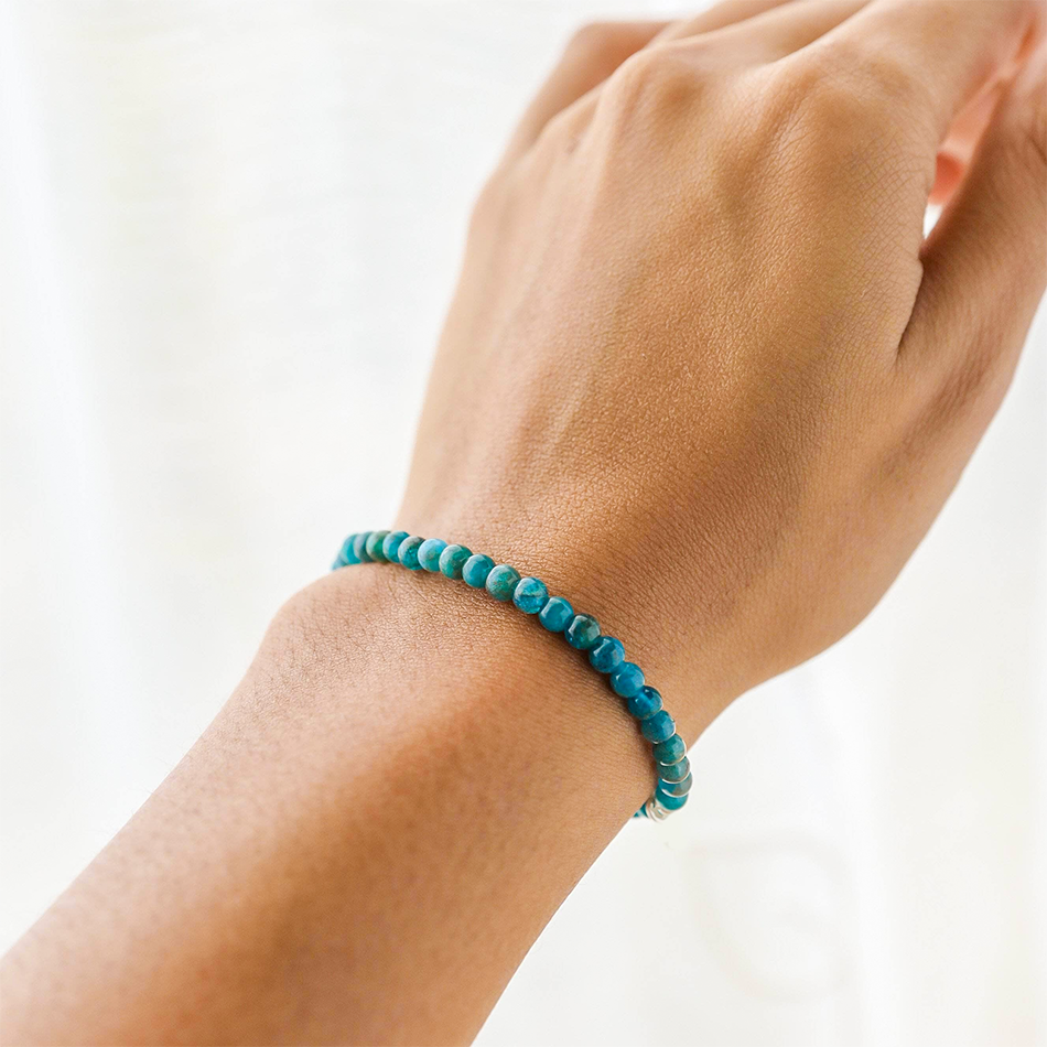 Blue Apatite Gemstone Bracelet 4mm - Djuna Studios