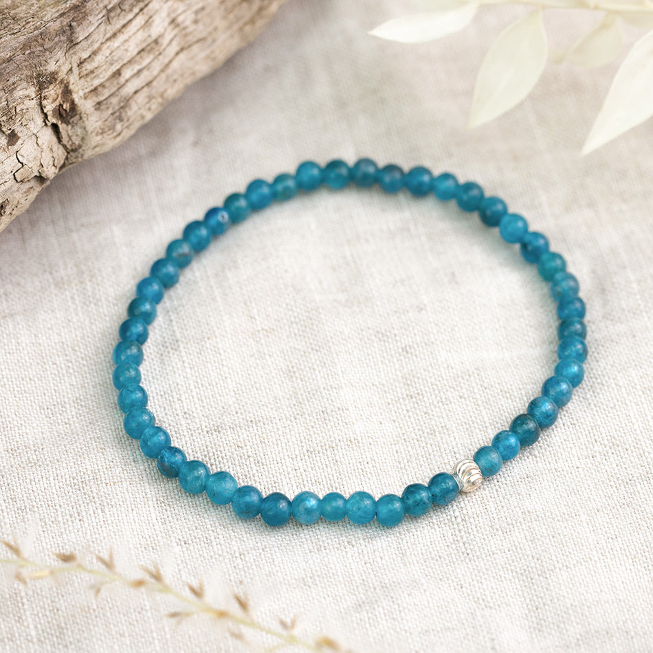 Blue Apatite Gemstone Bracelet 4mm - Djuna Studios