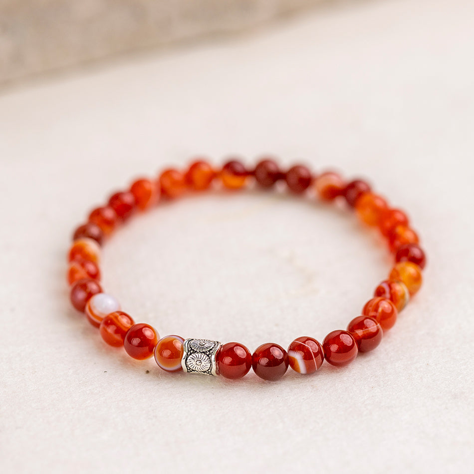 Carnelian Gemstone Bracelet 6mm - Djuna Studios