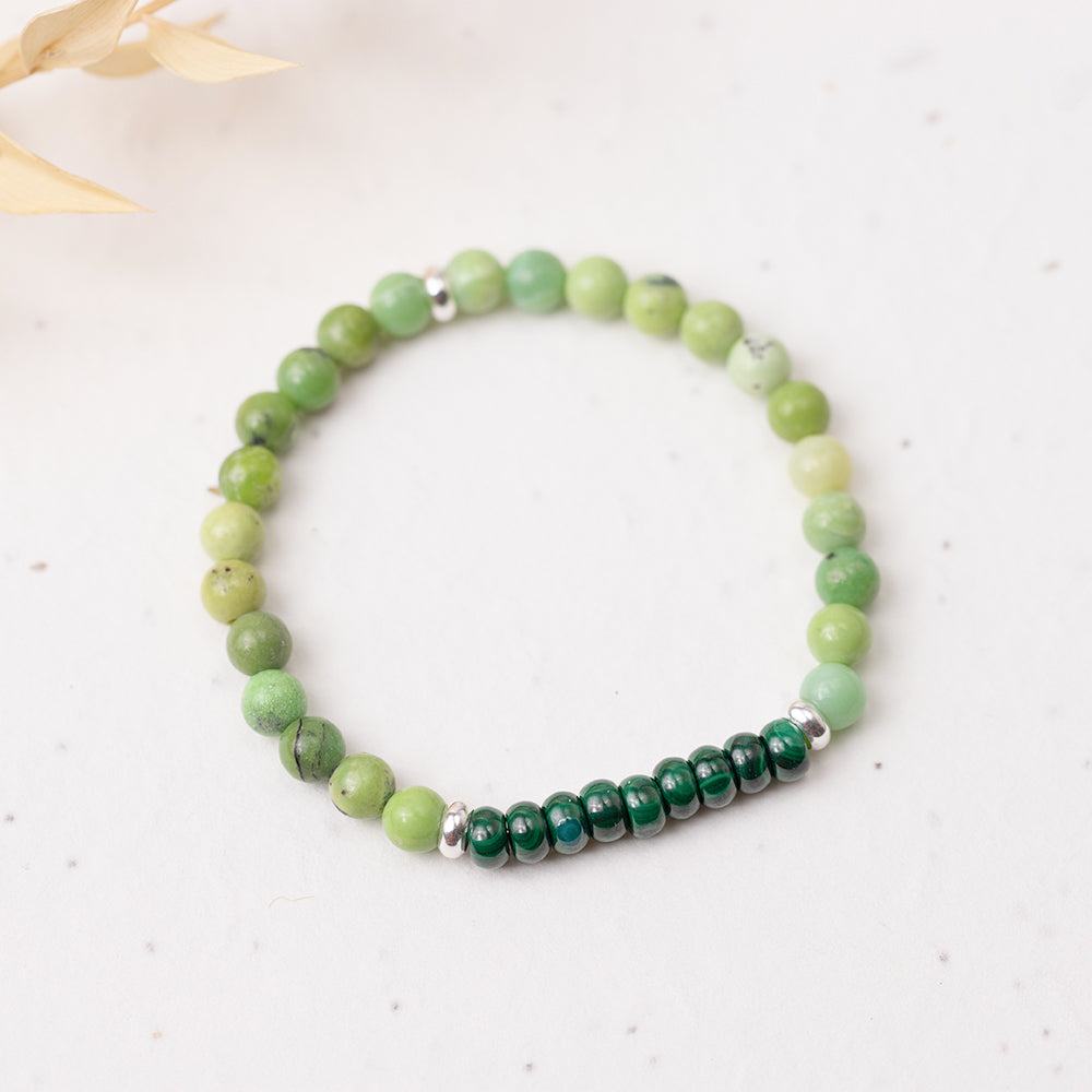 Malachite and Chrysoprase Gemstone Bracelet 6mm - Djuna Studios