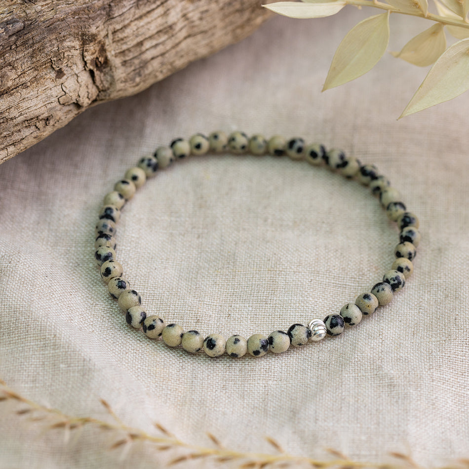 Dalmatian Jasper Gemstone Bracelet 4mm - Djuna Studios