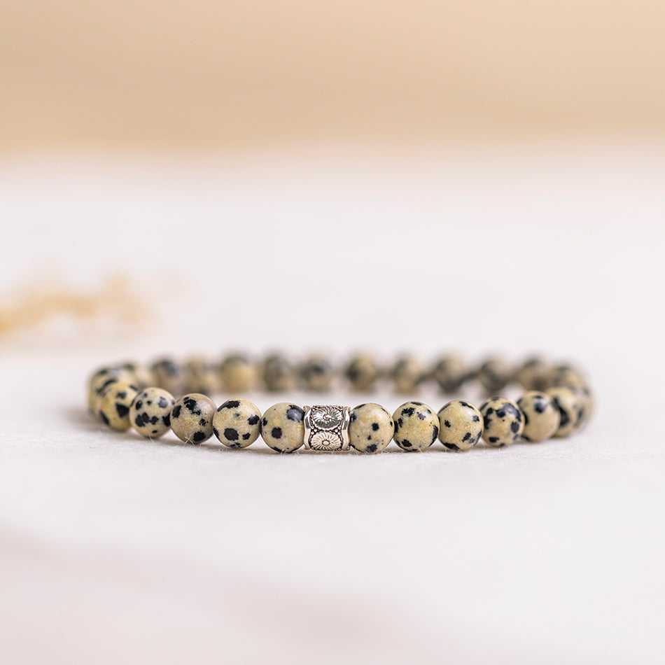 Dalmatian Jasper Gemstone Bracelet 6mm - Djuna Studios
