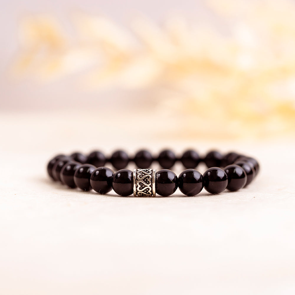 Black Agate Gemstone Bracelet 8mm - Djuna Studios