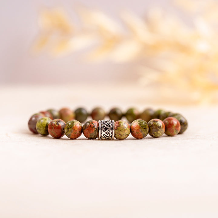 Unakite Gemstone Bracelet 8mm - Djuna Studios