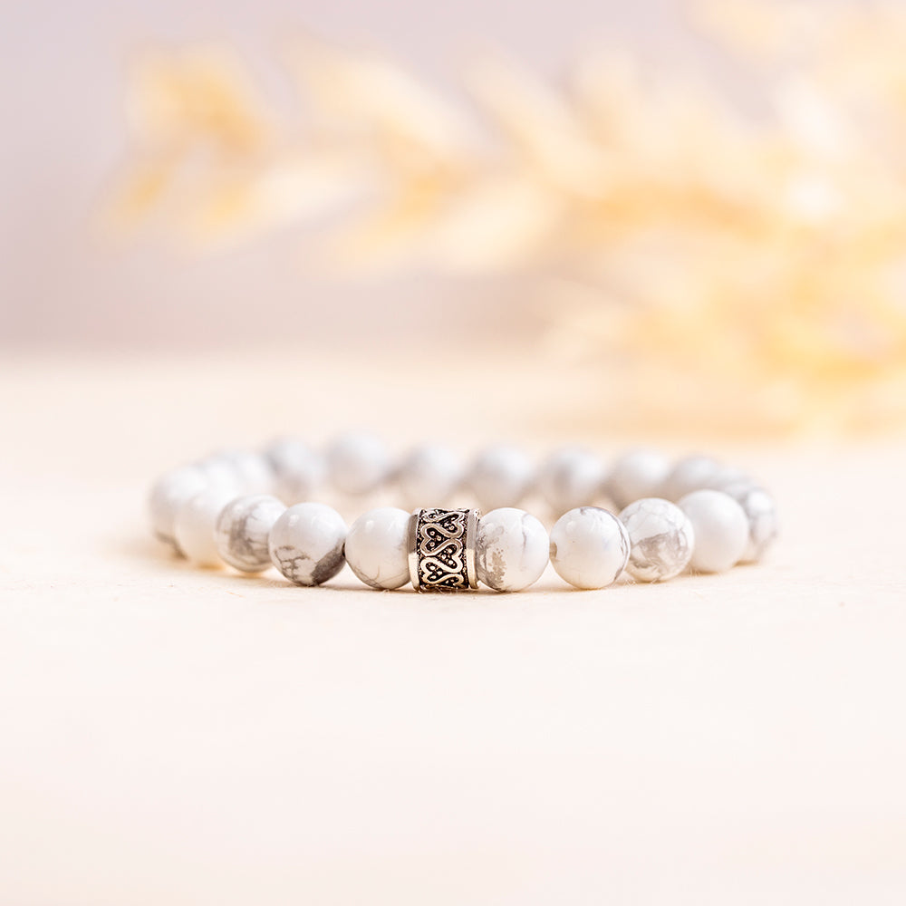 White Howlite Gemstone Bracelet 8mm - Djuna Studios