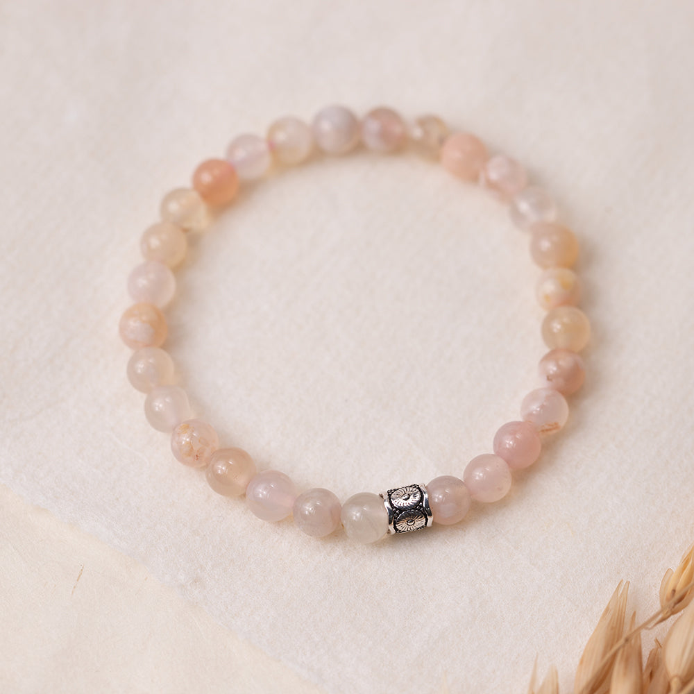 Flower Agate Gemstone Bracelet 6mm - Djuna Studios
