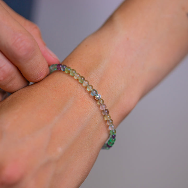 Rainbow Fluorite Gemstone Bracelet 4mm - Djuna Studios