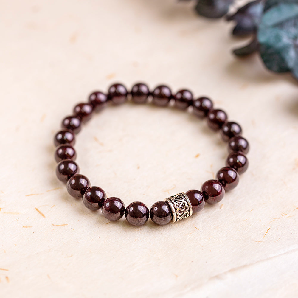 Garnet Gemstone Bracelet 8mm - Heart's Desire - Djuna Studios