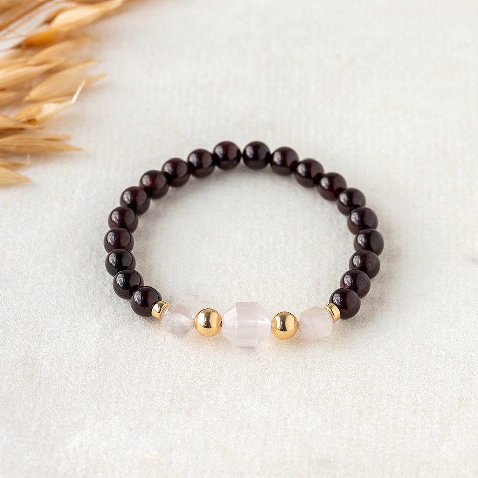 Heart's Desire Garnet Gemstone Bracelet 6mm - Djuna Studios