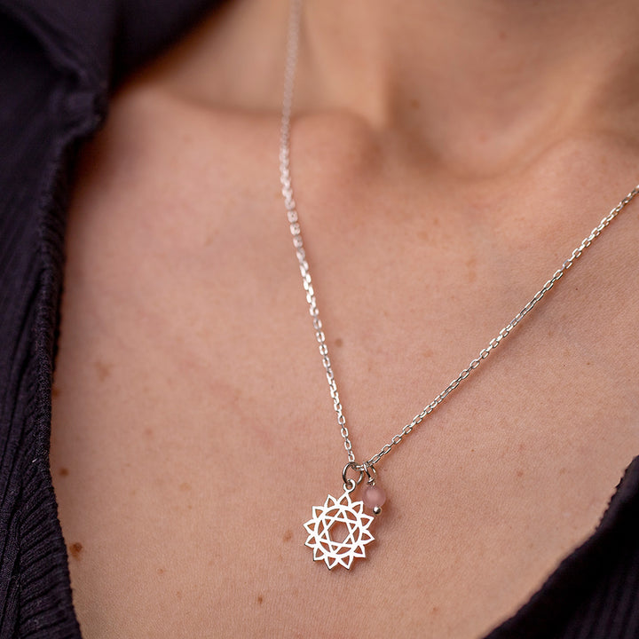 Heart Chakra Necklace with Rose Quartz Charm - Djuna Studios