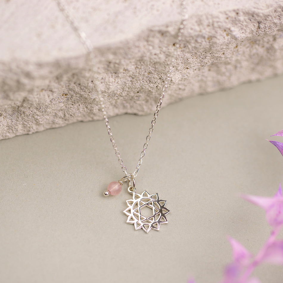 Heart Chakra Necklace with Rose Quartz Charm - Djuna Studios
