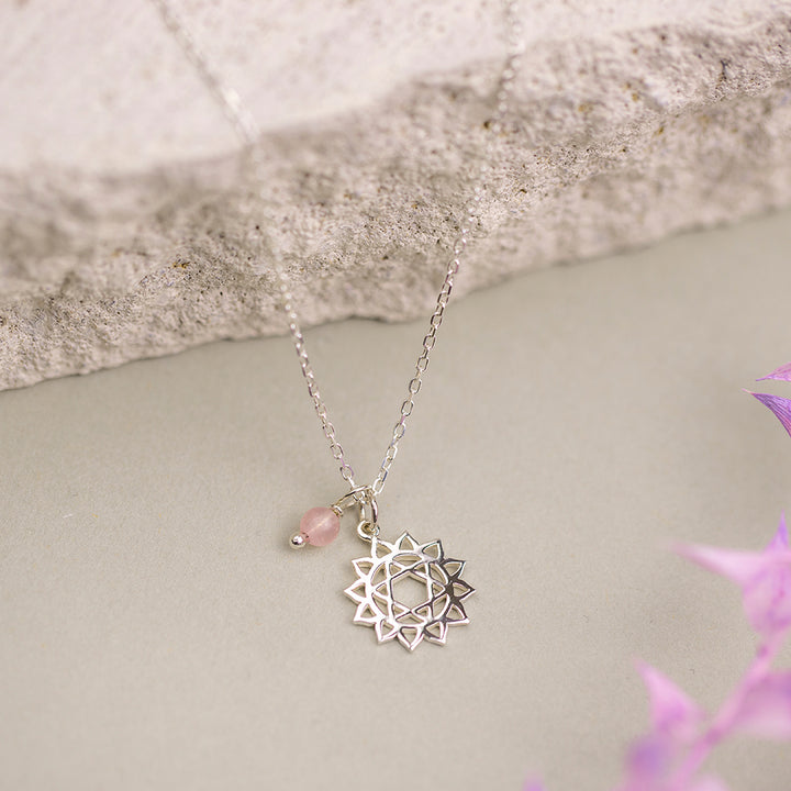 Heart Chakra Necklace with Rose Quartz Charm - Djuna Studios