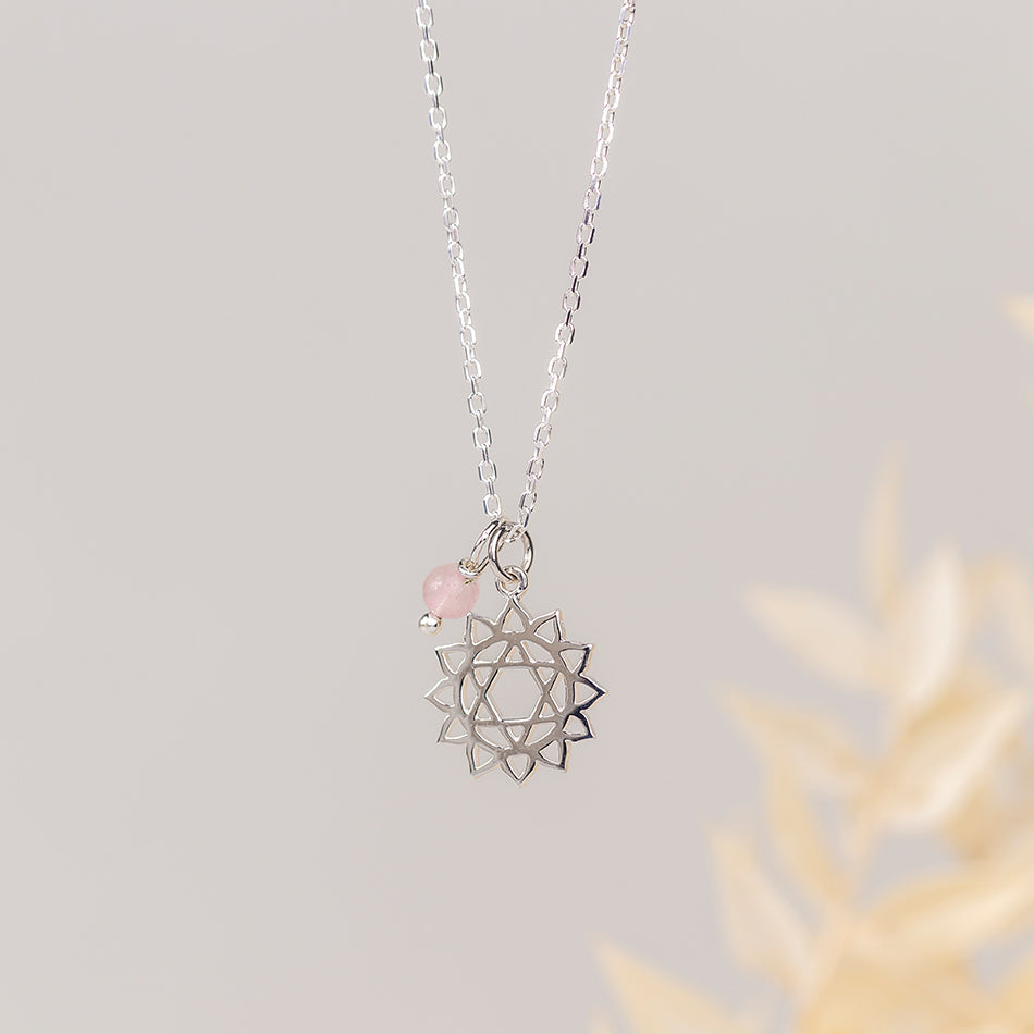 Heart Chakra Necklace with Rose Quartz Charm - Djuna Studios