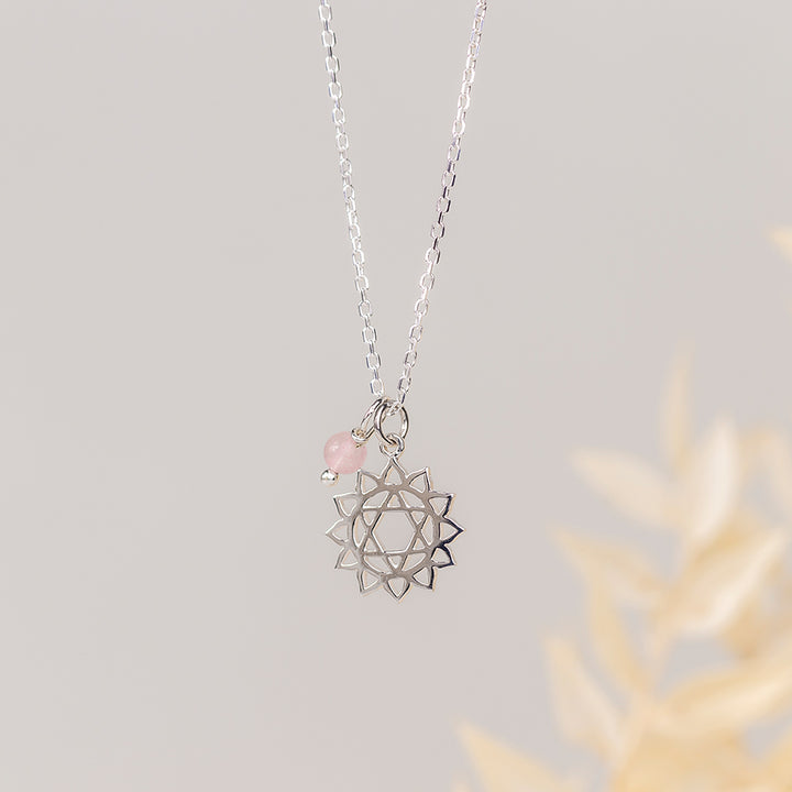 Heart Chakra Necklace with Rose Quartz Charm - Djuna Studios