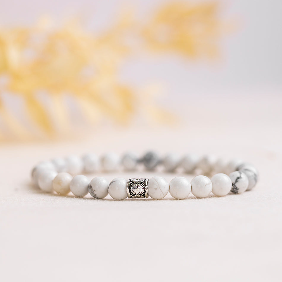 White Howlite Gemstone Bracelet 6mm - Djuna Studios
