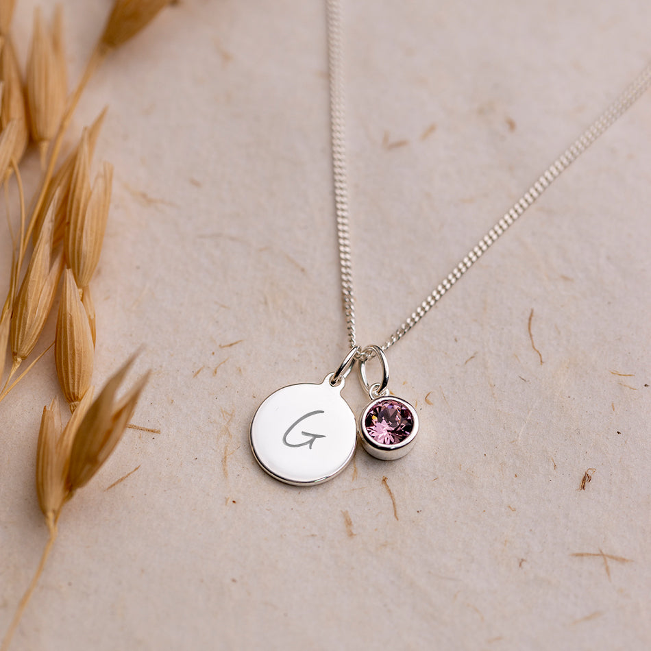 Personalised June Birthstone Necklace - Light Amethyst - Djuna Studios