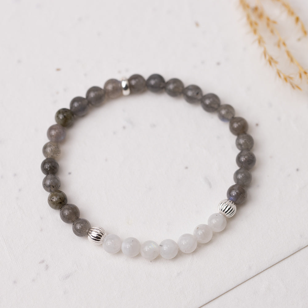Rainbow Moonstone and Labradorite Bracelet 6mm - Djuna Studios