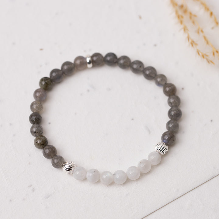 Rainbow Moonstone and Labradorite Bracelet 6mm - Djuna Studios