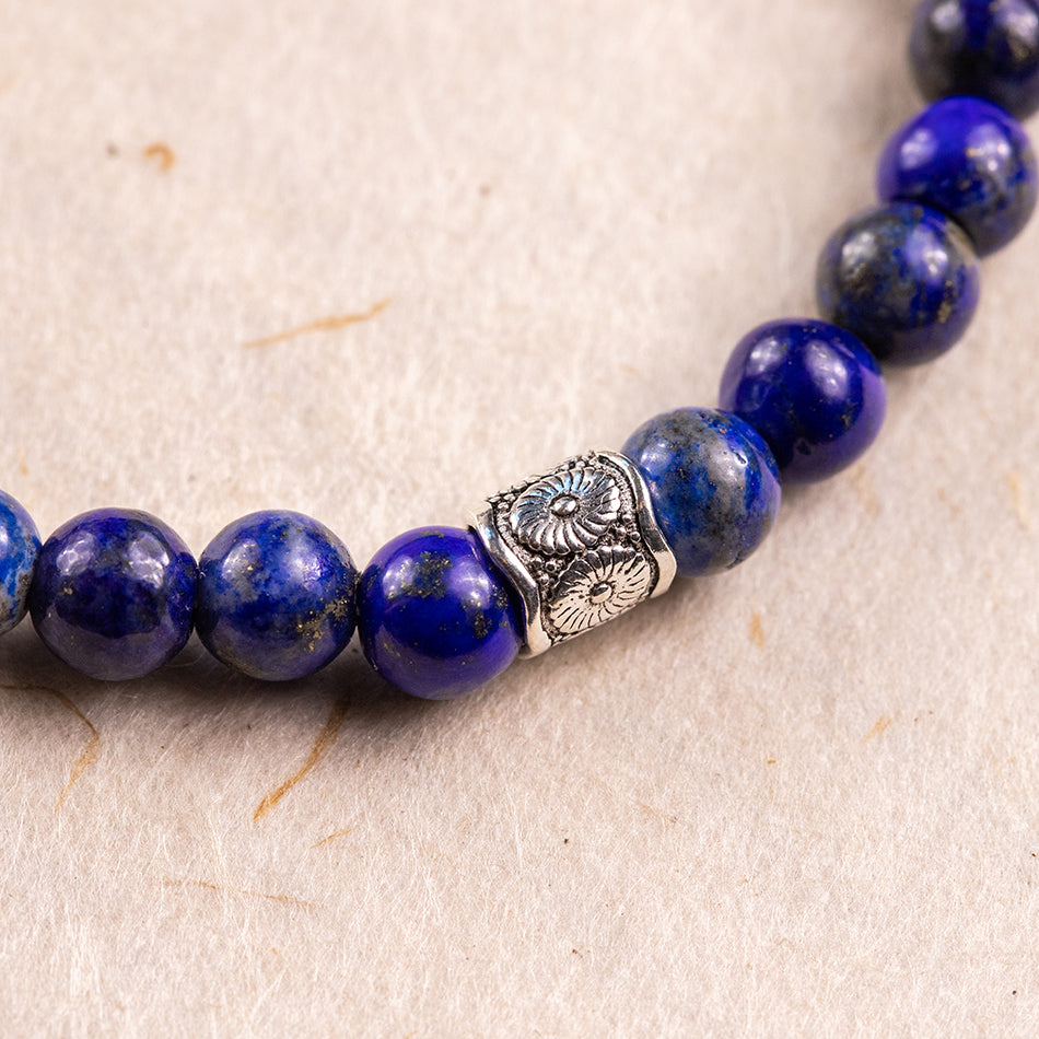 Lapis Lazuli Gemstone Bracelet with Charm 6mm - Djuna Studios