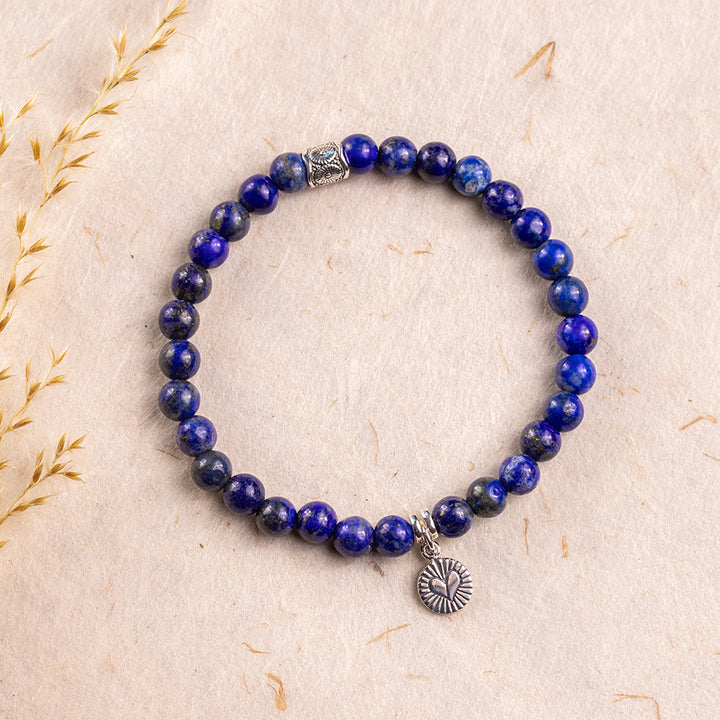 Lapis Lazuli Gemstone Bracelet with Charm 6mm - Djuna Studios
