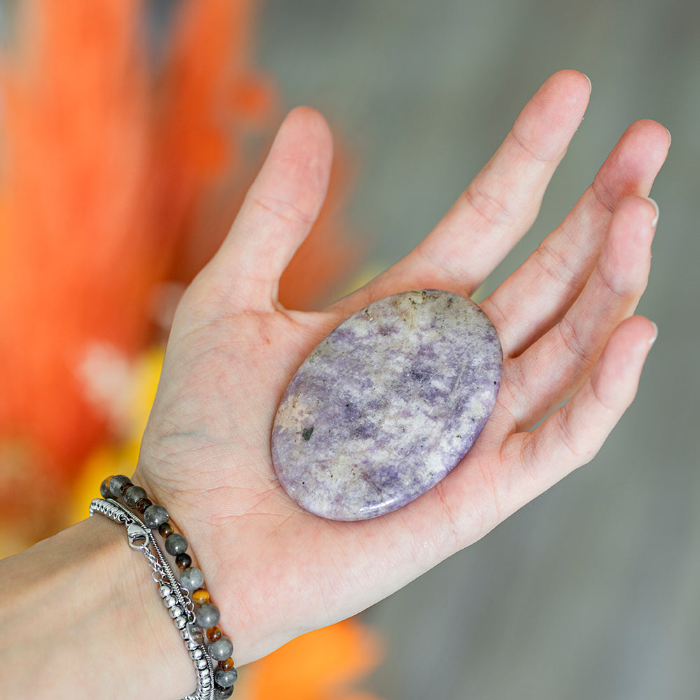 Lepidolite Palm Stone - Djuna Studios
