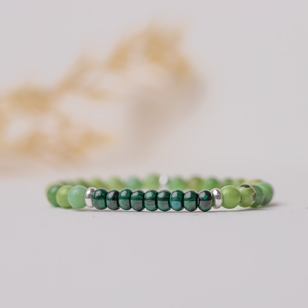 Malachite and Chrysoprase Gemstone Bracelet 6mm - Djuna Studios