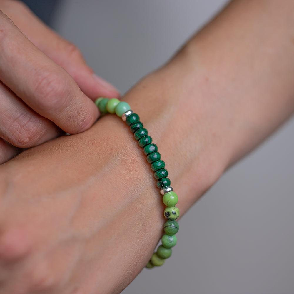 Malachite and Chrysoprase Gemstone Bracelet 6mm - Djuna Studios