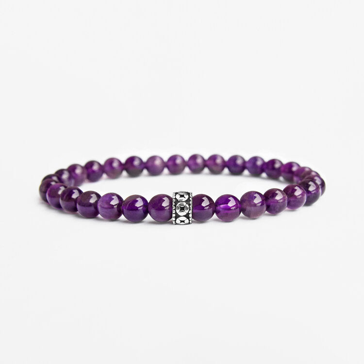 Men's Amethyst Gemstone Bracelet 6mm - Djuna Studios