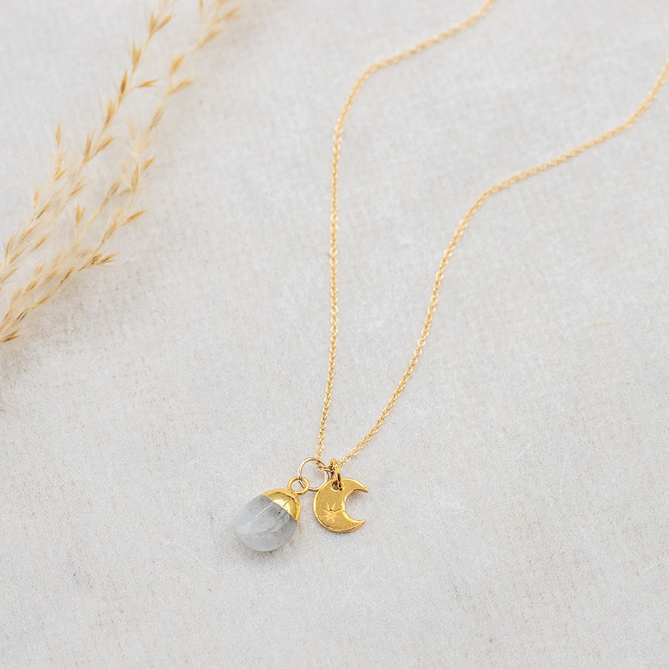 Moonstone Charm Necklace - June Birthstone - Djuna Studios