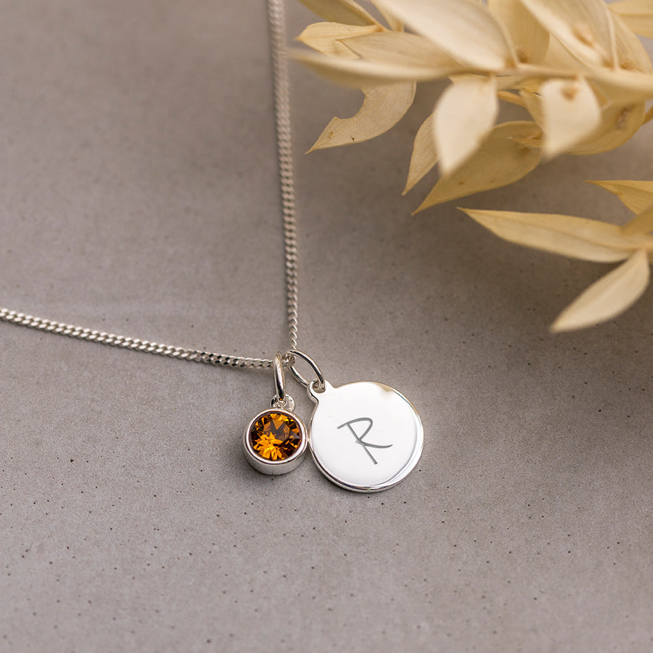 Personalised November Birthstone Necklace - Topaz Crystal - Djuna Studios