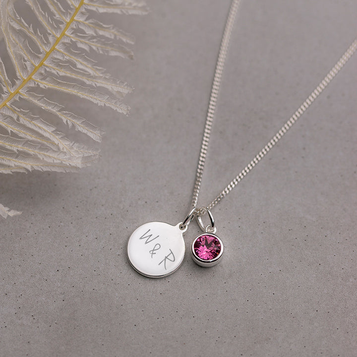 Personalised October Birthstone Necklace - Rose Crystal - Djuna Studios