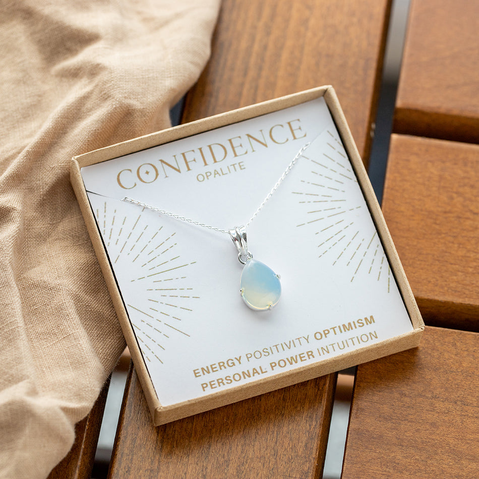 Opalite Teardrop Necklace for Protection - Djuna Studios